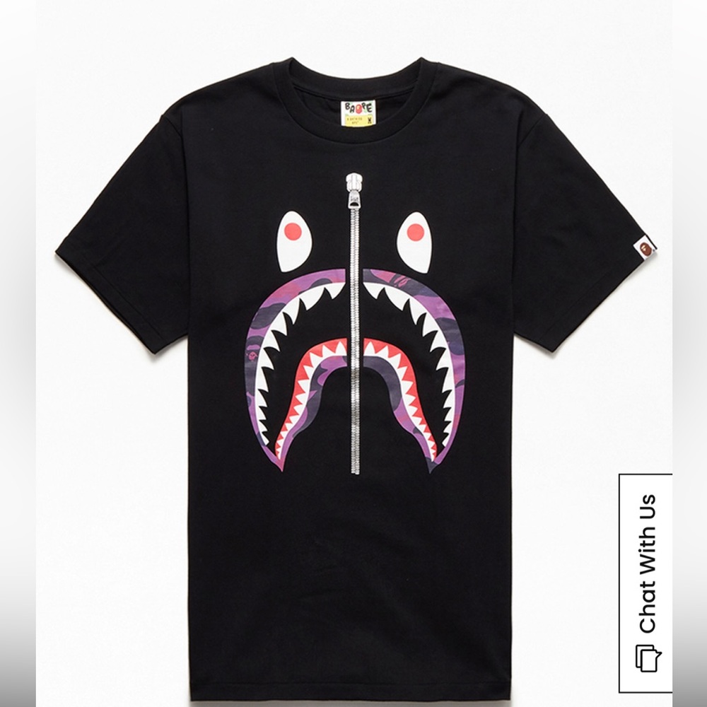 BAPE ABC Silver Zip Shark T-Shirt | Small